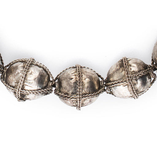 Ethiopian Wired Silver Oval Beads (20x16mm)