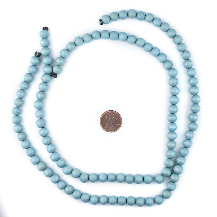 Light Blue Round Natural Wood Beads (8mm) - The Bead Chest