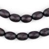Dark Grey Oval Natural Wood Beads (15x10mm)