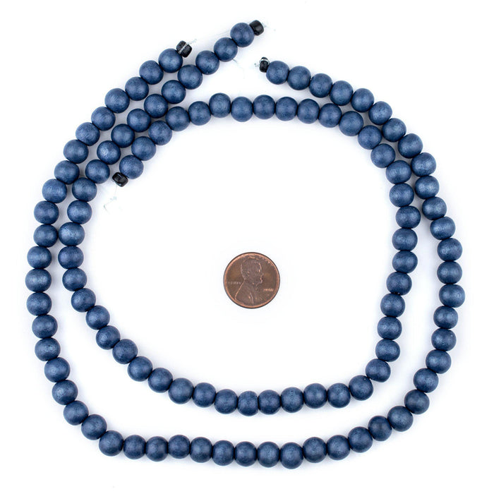 Cobalt Blue Round Natural Wood Beads (8mm) - The Bead Chest