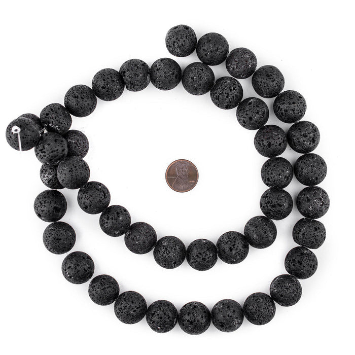 Black Volcanic Lava Beads (18mm) - The Bead Chest