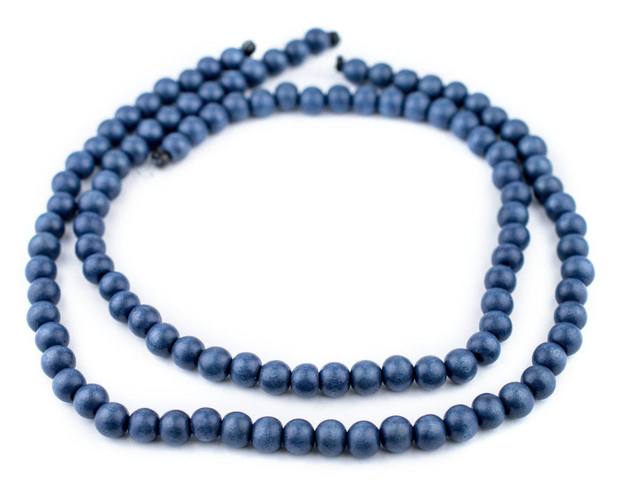 Cobalt Blue Round Natural Wood Beads (8mm) - The Bead Chest