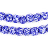 Blue & White Fused Recycled Glass Beads (9mm)