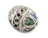 Artisanal Enameled Round Silver Berber Beads (3 pieces) - The Bead Chest