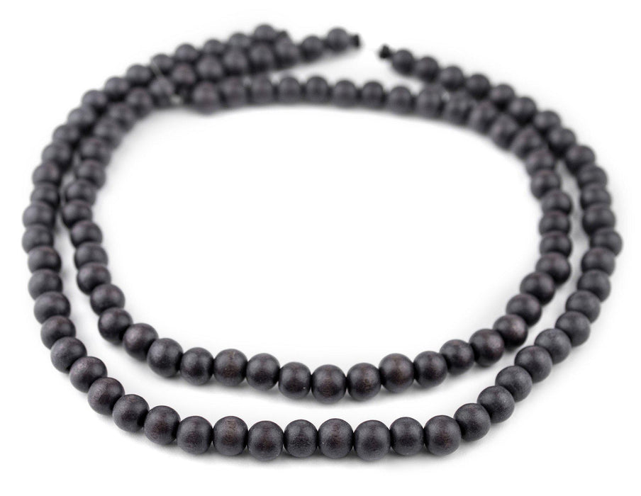 Dark Grey Round Natural Wood Beads (8mm) - The Bead Chest
