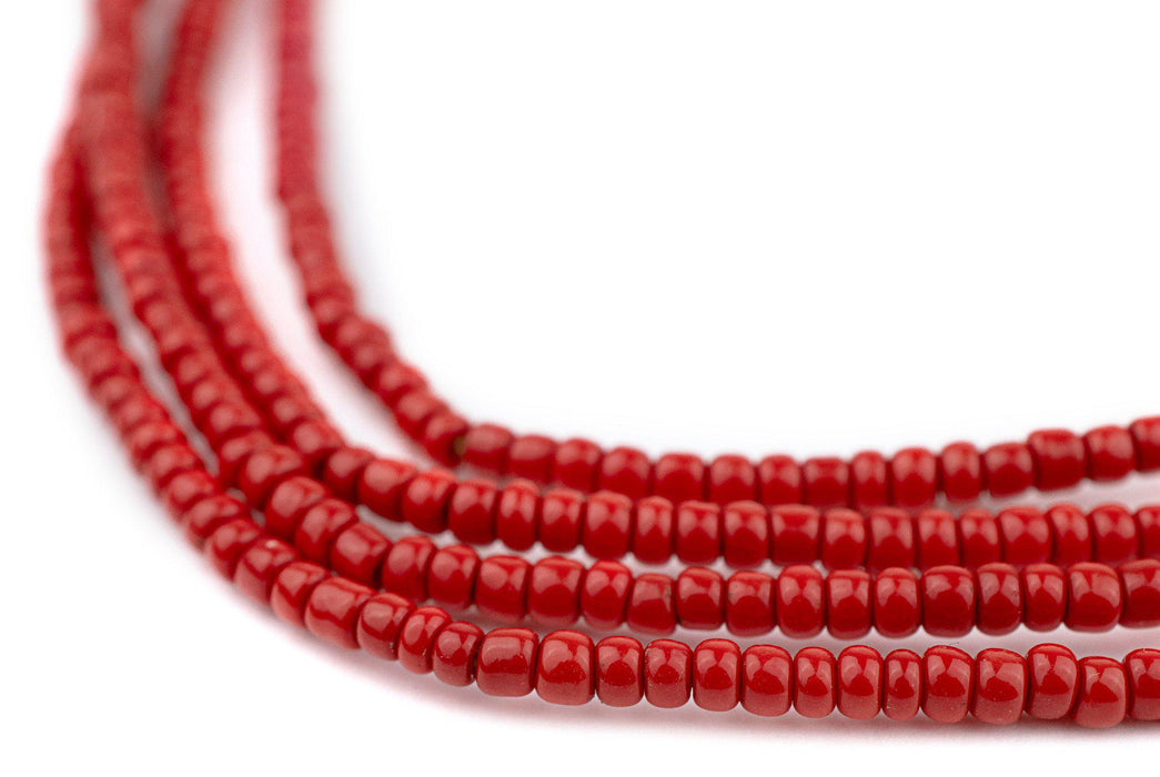 Crimson Red Ghana Glass Seed Beads (3mm) - The Bead Chest