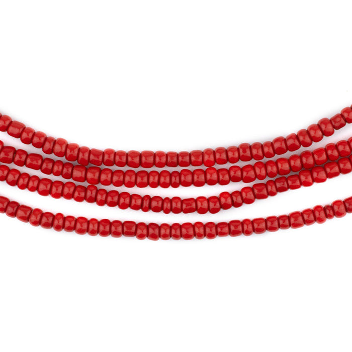 Crimson Red Ghana Glass Seed Beads (3mm) - The Bead Chest