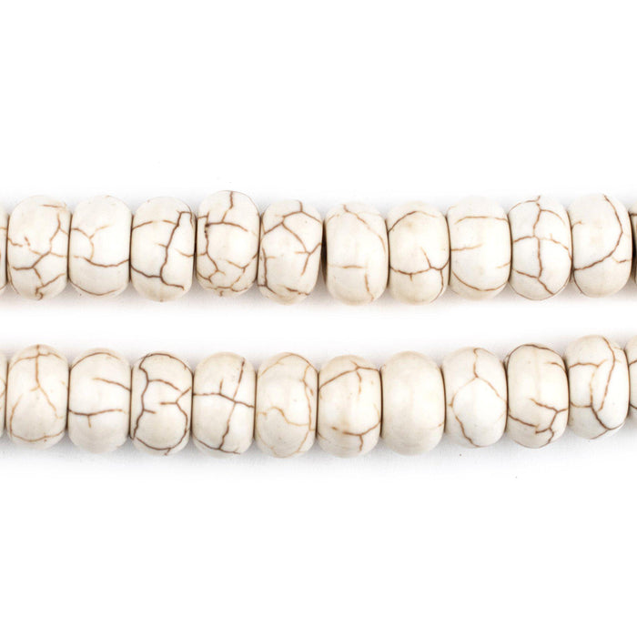 Rondelle White Calcutta-Style Stone Beads (10mm) - The Bead Chest