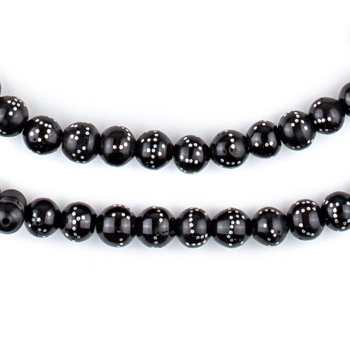 Black Silver-Inlaid "Names of Allah" Arabian Prayer Beads (6mm) - The Bead Chest