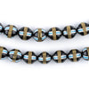 Blue French Cross Round Brass-Inlaid Arabian Prayer Beads