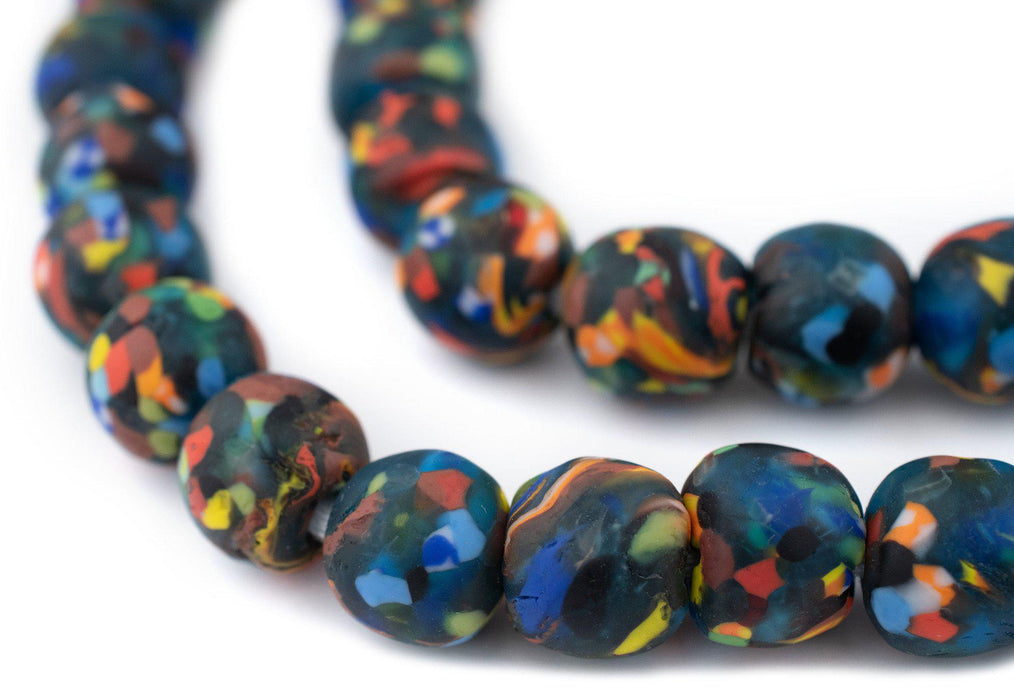 Midnight Medley Fused Recycled Glass Beads (14mm) - The Bead Chest