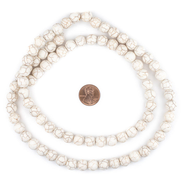 Matte Round White Calcutta-Style Stone Beads (10mm) - The Bead Chest