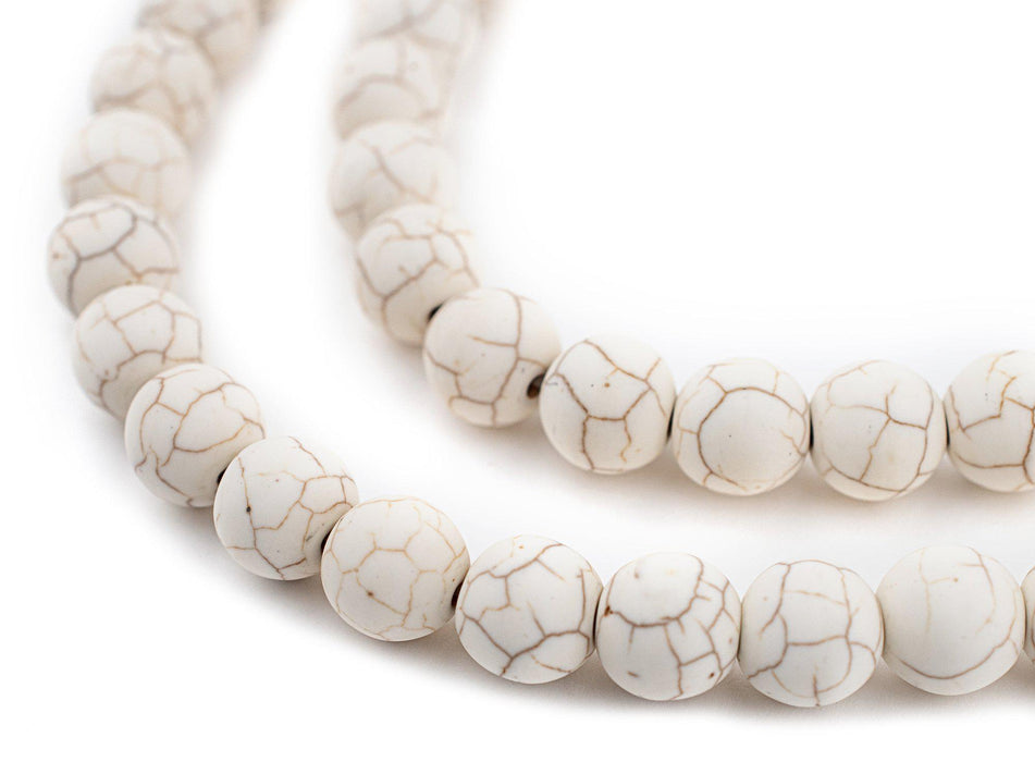 Matte Round White Calcutta-Style Stone Beads (10mm) - The Bead Chest