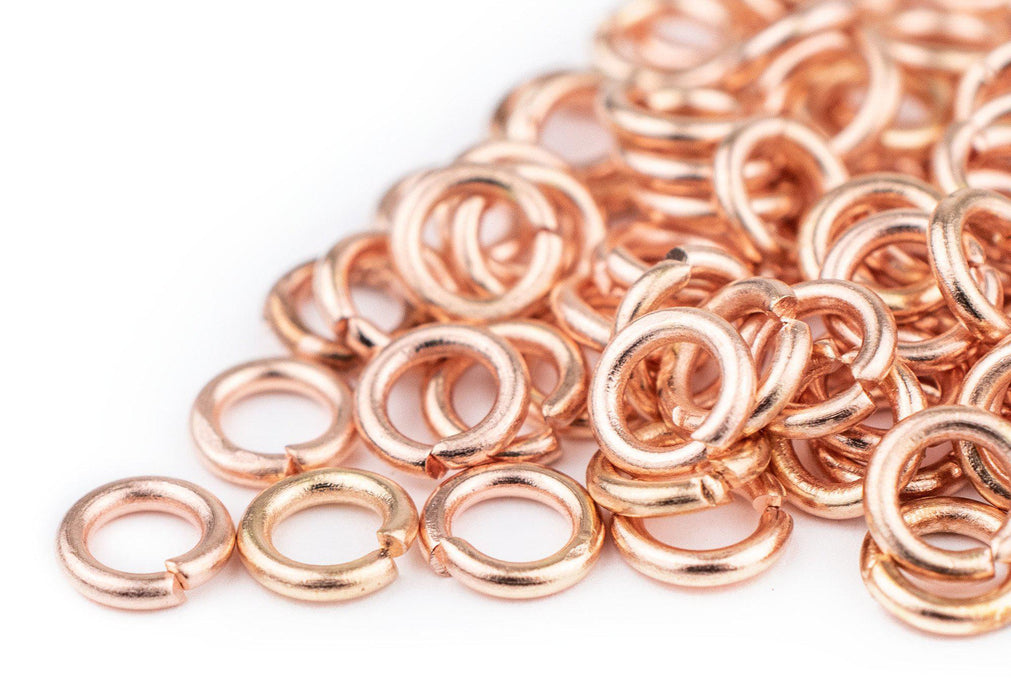 6mm Copper Round Jump Rings (Approx 100 pieces) - The Bead Chest