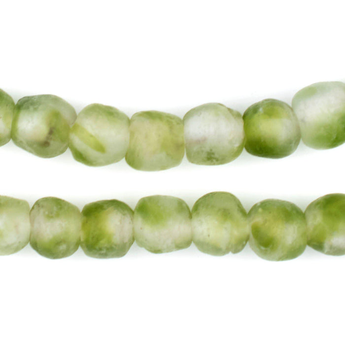 Lime Green Swirl Recycled Glass Beads (11mm) - The Bead Chest