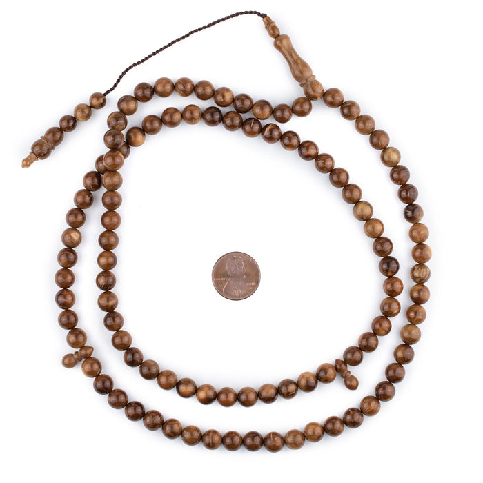 Brown Round Wooden Arabian Prayer Beads (8mm) - The Bead Chest