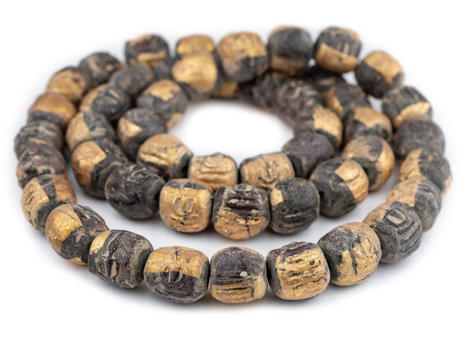 Clay Buddha Beads with Gold Leaf (24mm) - The Bead Chest
