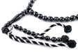 Silver-Inlaid "Diagonal Design" Black Coral Arabian Prayer Beads (6mm) - The Bead Chest