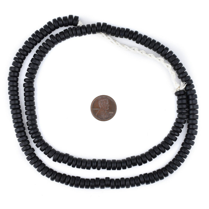 Black Java Glass Button Beads (8mm) - The Bead Chest