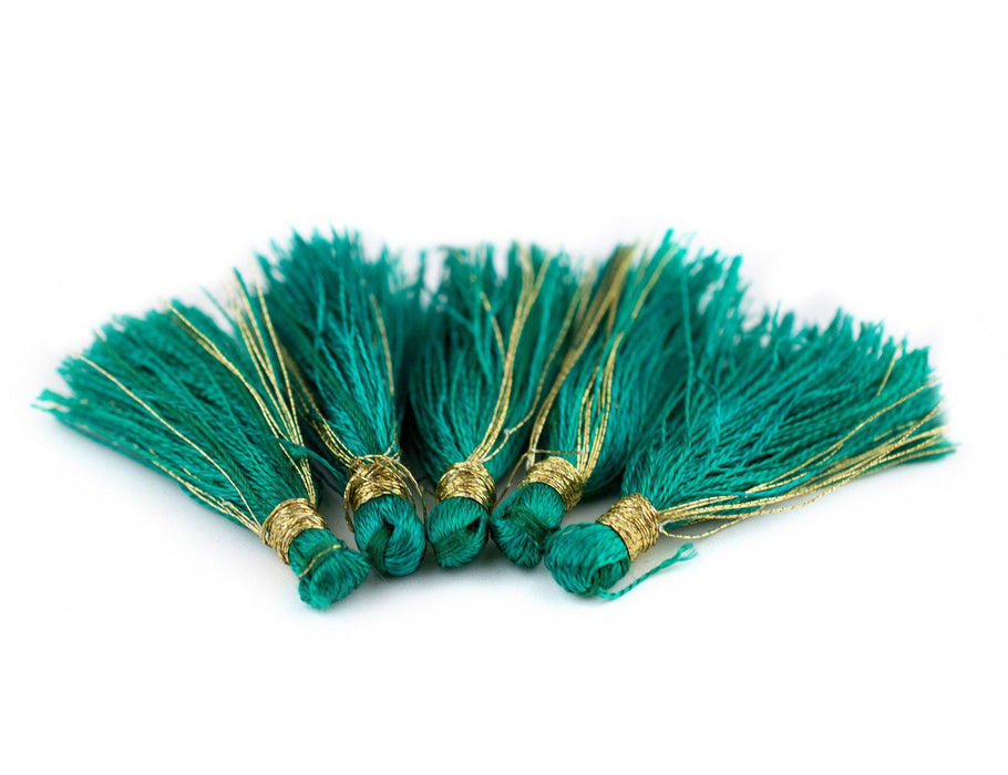 Pine Green 3cm Silk Tassels (5 Pack) - The Bead Chest