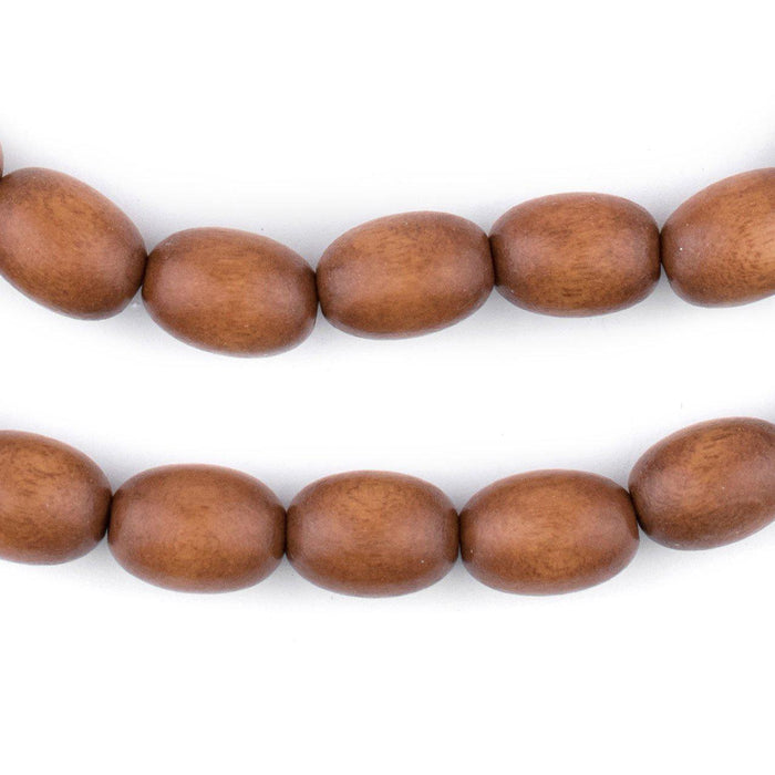 Light Brown Oval Natural Wood Beads (15x10mm) - The Bead Chest