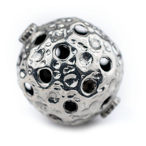 Jumbo Hollow Hammered Silver Bead (34mm)