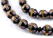 Red French Cross Round Brass-Inlaid Arabian Prayer Beads - The Bead Chest