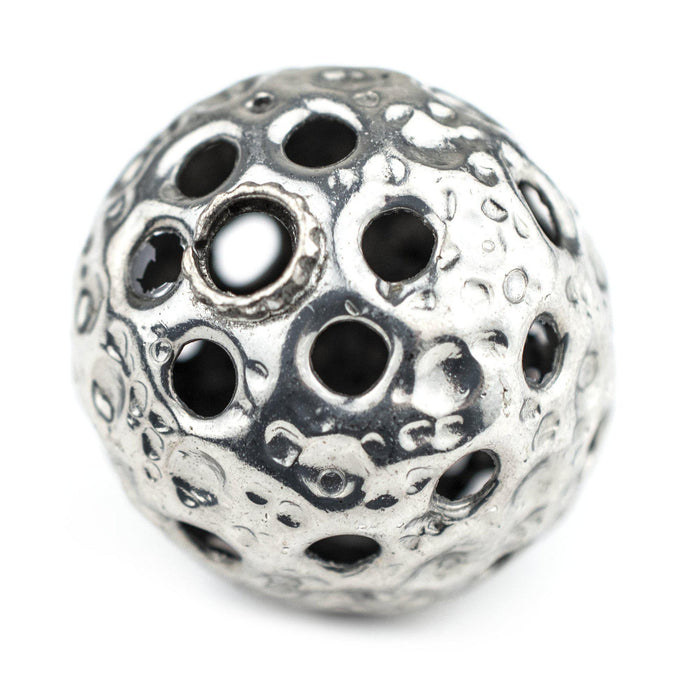 Jumbo Hollow Hammered Silver Bead (34mm) - The Bead Chest