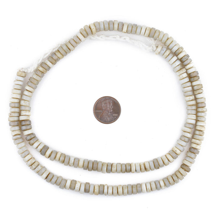 Vintage-Style White Java Glass Button Beads (8mm) - The Bead Chest