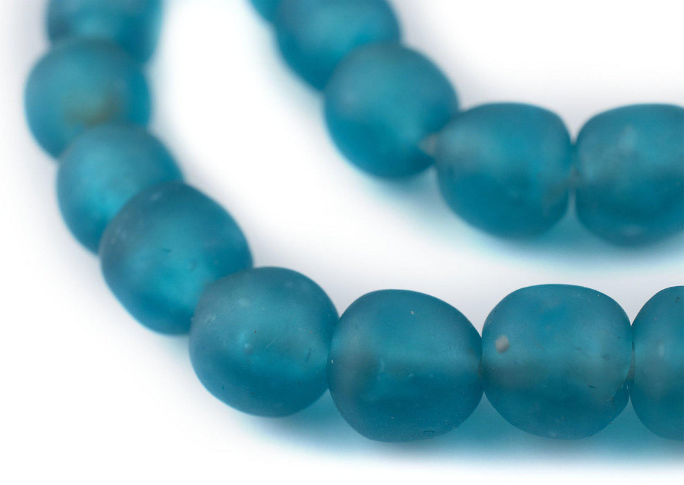 Dark Aqua Recycled Glass Beads (14mm) - The Bead Chest
