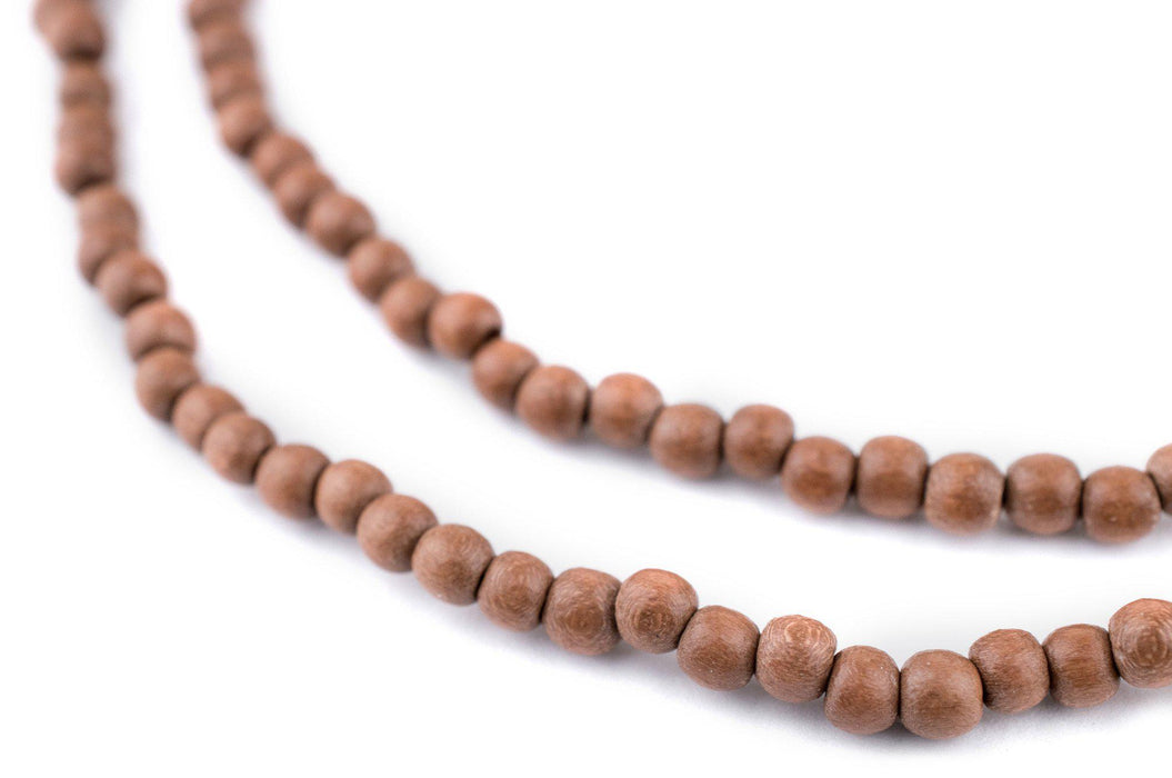 Light Brown Round Natural Wood Beads (5mm) - The Bead Chest