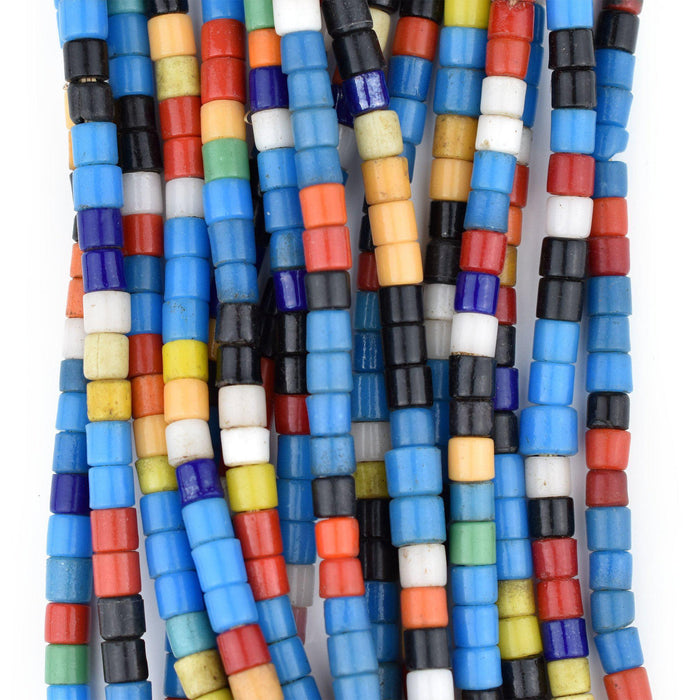Vintage Multicolor Nigerian Cylindrical Glass Beads - The Bead Chest