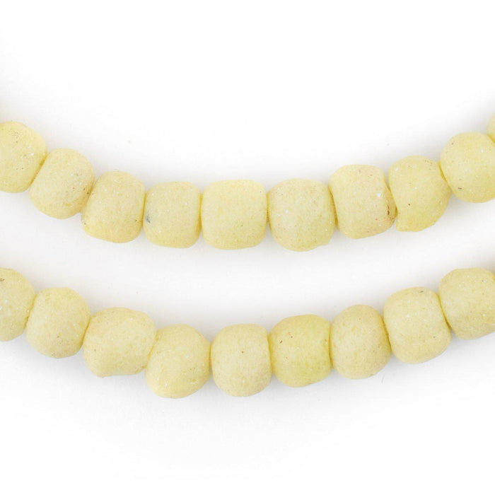 Pastel Yellow Opaque Recycled Glass Beads (9mm) - The Bead Chest