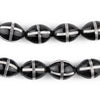 Black French Cross Silver-Inlaid Oval Arabian Prayer Beads