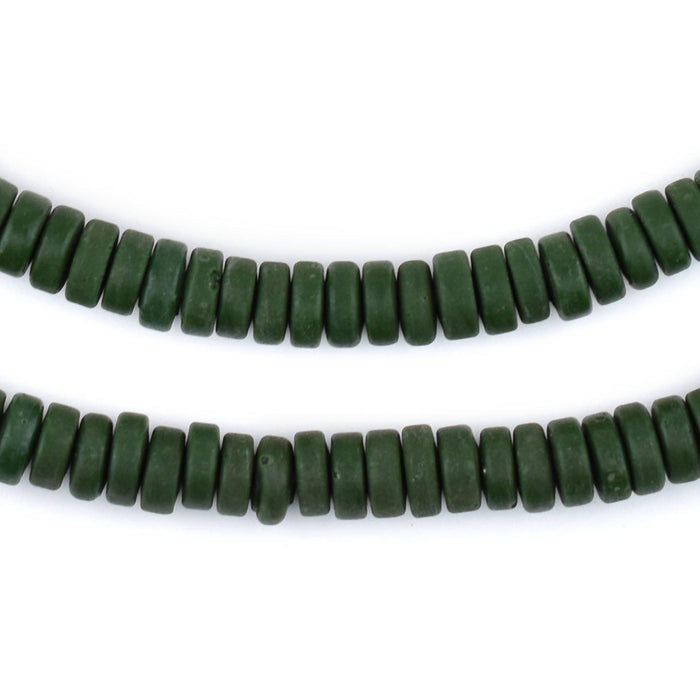 Dark Green Java Glass Button Beads (8mm) - The Bead Chest