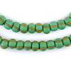 Matte Green & Yellow Ghana Chevron Beads (8mm)