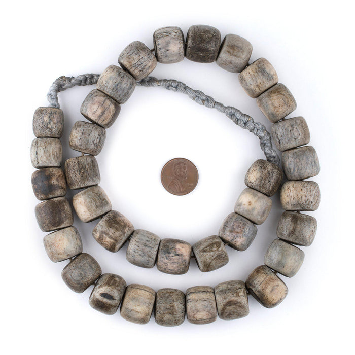 Grey Cylindrical Bone Beads (18mm) - The Bead Chest