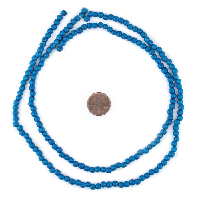 Azul Blue Round Natural Wood Beads (5mm) - The Bead Chest