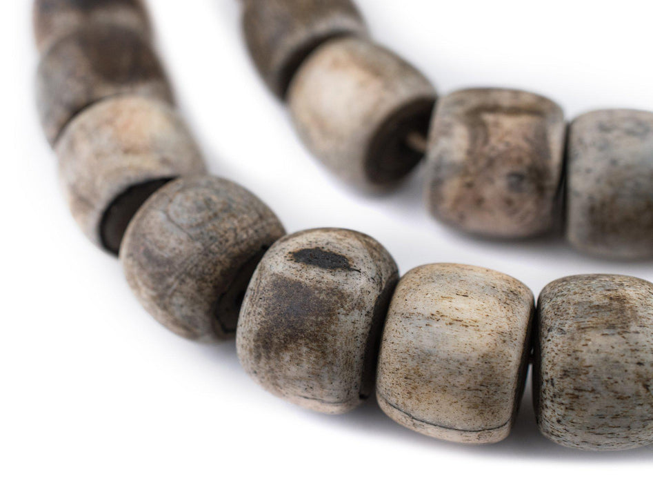 Grey Cylindrical Bone Beads (18mm) - The Bead Chest