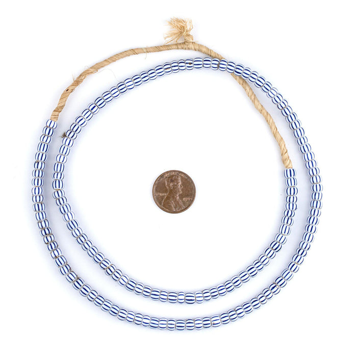 Blue & White Matte Chevron Beads (5mm) - The Bead Chest