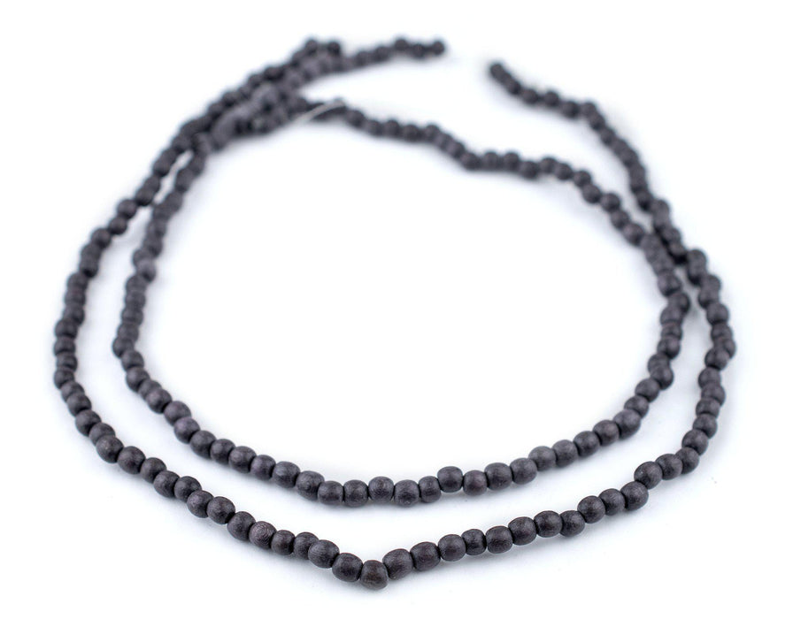 Dark Grey Round Natural Wood Beads (5mm) - The Bead Chest