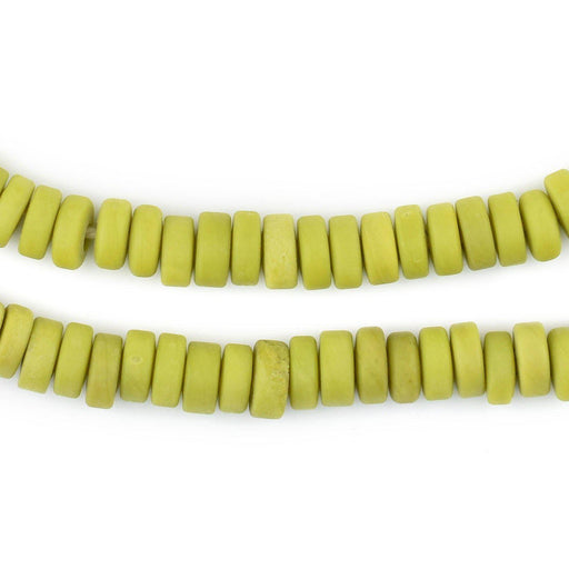 Lime Green Java Glass Button Beads (8mm) - The Bead Chest