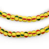 Matte Yellow Green & Red Ghana Chevron Beads (7mm)