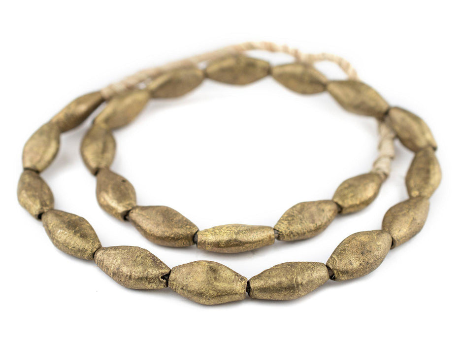 Flattened Bicone Cameroon Brass Beads (24x14mm) - The Bead Chest