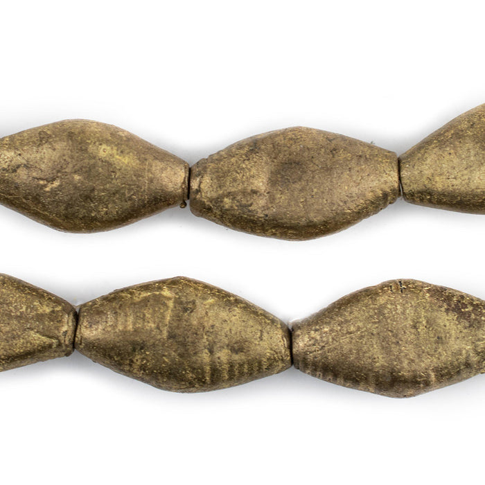 Flattened Bicone Cameroon Brass Beads (24x14mm) - The Bead Chest