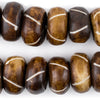 Criss Cross Carved Brown Bone Beads (Large)