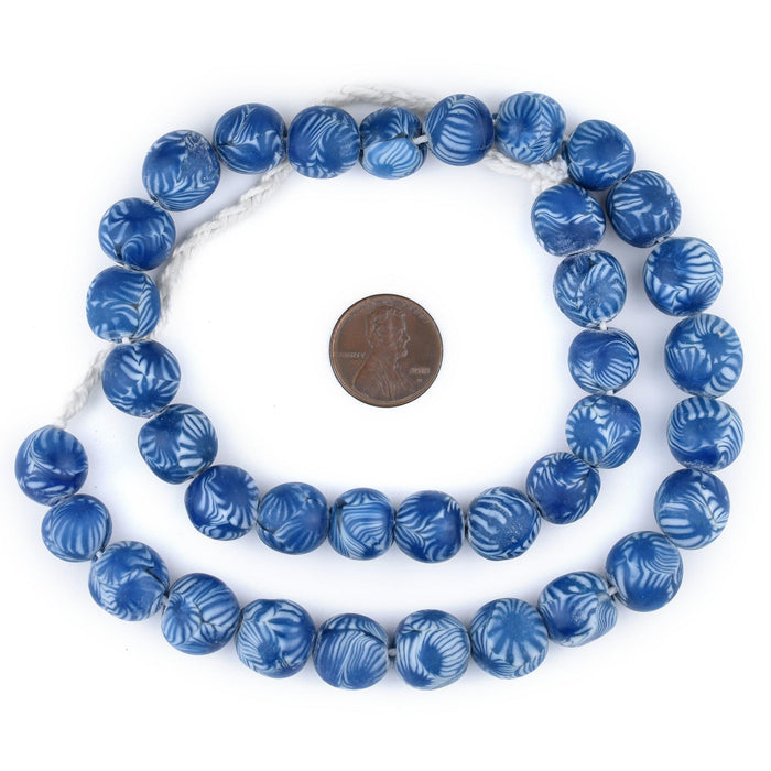 Round Blue Millefiori Beads (12mm) - The Bead Chest