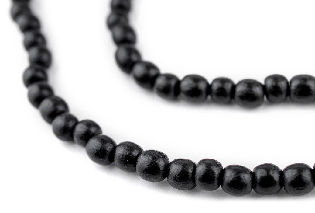 Black Round Natural Wood Beads (5mm) - The Bead Chest