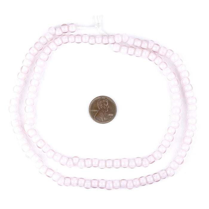 Pastel Pink White Heart Beads (6mm) - The Bead Chest
