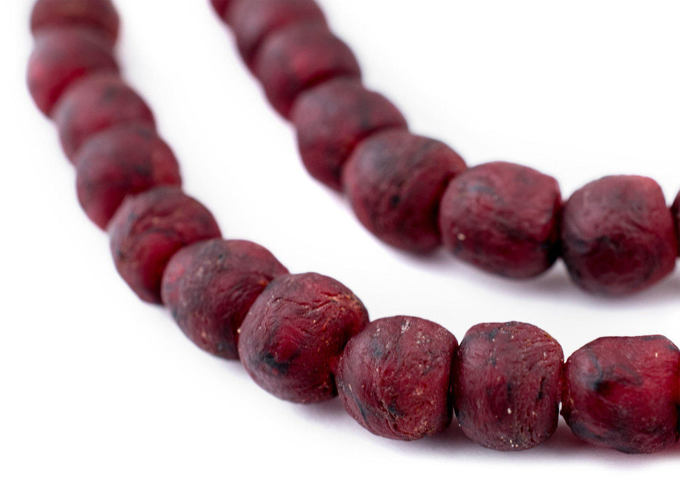 Red Black Swirl Recycled Glass Beads (9mm) - The Bead Chest